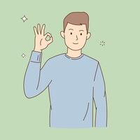 Man character design. Man is showing a gesture Okay. illustration. vector