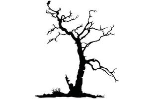 Dead Tree Silhouette - Haunted Tree Outline Stock Design vector