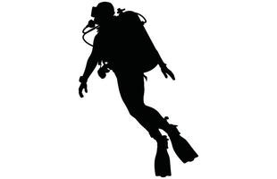 Diver Silhouette - Adventurous Underwater Explorer Stock Art vector