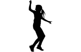 Cute Girl Dancing - Expressive Girl Silhouette Design vector