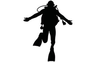 Diver Silhouette - Professional Scuba Diver Stock Design vector