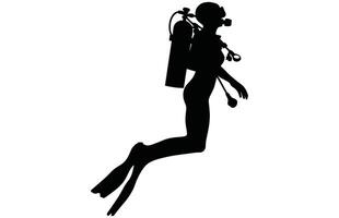 Diver Silhouette - Scuba Diver in Action Stock Design vector