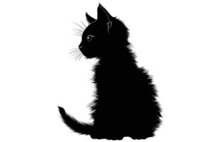 Cute Kitten - Fluffy Feline Outline Stock Art vector