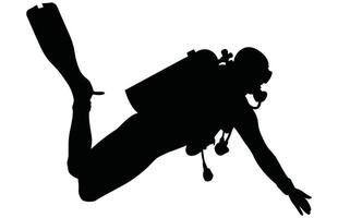 Diver Silhouette - Adventurous Scuba Diver Stock Illustration vector