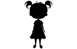 Cute Little Girl - Charming Child Outline Stock Art vector