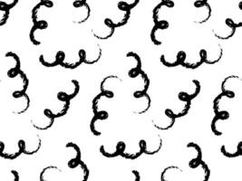 Seamless abstract spiral pattern. Brush curly lines background. Pencil or pen squiggles ornament. Scribble brush strokes pattern. Hand drawn marker scribbles, curved lines, sketches, squiggles vector