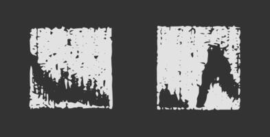 Chalk grunge square shapes. Crayon hand drawn squares by pen. Stylish design frames. Minimalistic style. vector