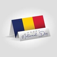 Chad country paper flag standing on the ground. Happy national day flag design. vector