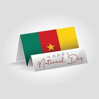 Cameroon country paper flag standing on the ground. Happy national day flag design. vector