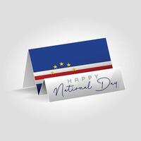 Cabo Verde country paper flag standing on the ground. Happy national day flag design. vector