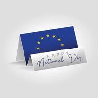 European Union country paper flag standing on the ground. Happy national day flag design. vector