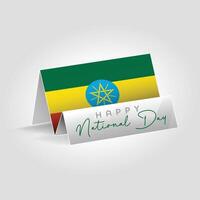 Ethiopia country paper flag standing on the ground. Happy national day flag design. vector