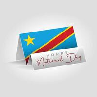 Democratic Republic of the Congo country paper flag standing on the ground. Happy national day flag design. vector