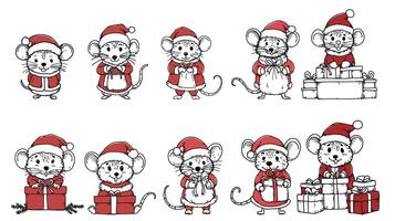 A charming little mouse dressed in a festive Santa Claus outfit, complete with a fluffy red hat and matching suit vector