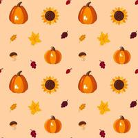 A seamless pattern with pumpkins and leaves vector