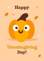 Happy thanksgiving day card with pumpkin vector