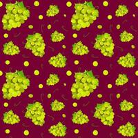 Pattern green grapes on a red background vector