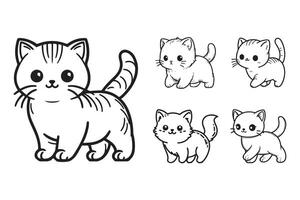 Black and white artwork of a playful cat in a standing stance vector