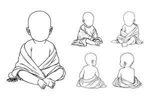 The clipart features an adorable baby in a cozy blanket position in line art style vector