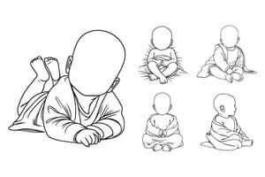A delightful hand-drawn clipart captures the innocence of a tiny baby with a blanket vector