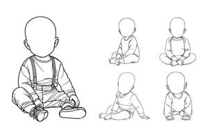 Excited baby represented in a minimalist black and white art style vector