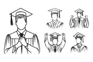 Artistic representation of a happy graduate wearing a gown vector
