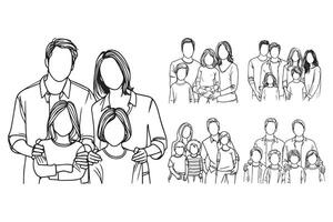 Hand-drawn clipart featuring a joyful family in a fun pose vector