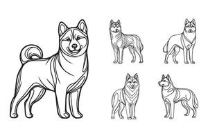 Line art of a playful Siberian Husky dog in a standing pose vector