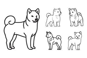 Line art of a cute Shiba Inu in a standing pose vector