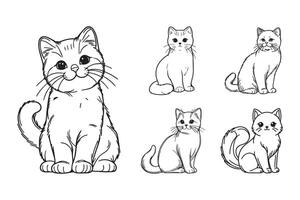 Cute cat depicted in a playful sitting pose through hand-drawn artwork vector