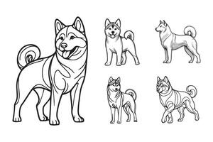 Illustration of a lively Husky dog captured in unique style vector