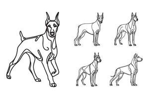 Stylized illustration of a fierce Doberman dog in an upright pose vector