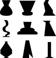 Vases Icon Set. Simple Abstract Symbols of Various Shapes in Black vector