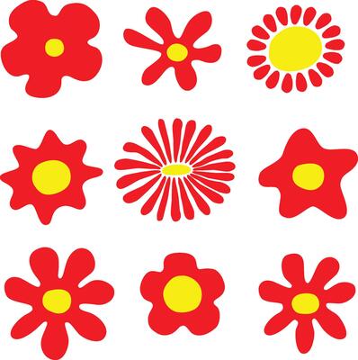 Abstract minimalist flowers icon set. Modern abstract graphic design elements. Doodle style, Simple pallete
