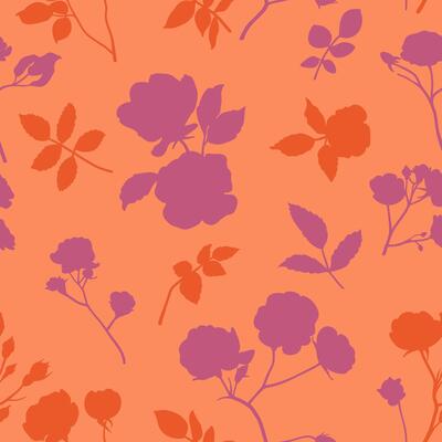 Seamless pattern with silhouettes of garden roses. Floral design for fabric, textile, wallpaper, wrapping paper