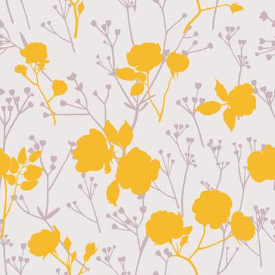 Seamless pattern with silhouettes of garden roses and wild plants. Floral design for fabric, textile, wallpaper, wrapping paper