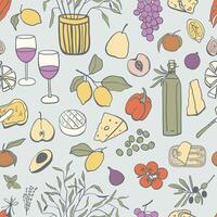 Retro style food seamless pattern. Simple hand drawn food design for fabric, textile, wrapping paper, cover vector