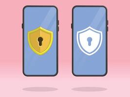 Smartphone Shield with Keyhole on Screen vector