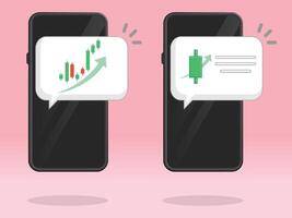 Smartphone Stocks Notification Up Bullish Graph vector