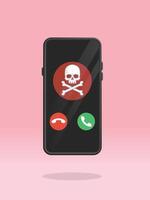 Smartphone Skull Dangerous Incoming Call Screen vector