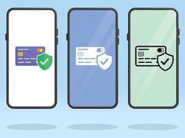 Smartphone Credit Card Front Shield Checkmark vector