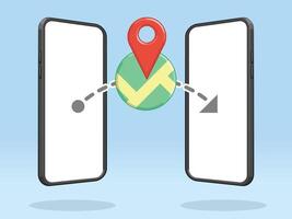 Smartphone Transfer Map Location Pin Navigation vector
