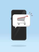 Smartphone Shopping Trolley Push Notification Checkout vector