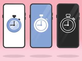 Smartphone Stopwatch Alarm Timer Screen Display vector