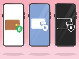 Smartphone Wallet Shield Secure Online Savings vector