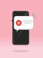Smartphone X Cross Sign Push Notification Message vector
