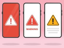 Smartphone Triangle Caution Warning Lock Screen vector