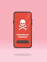 Smartphone Skull Hacked Ransomware Screen Button vector