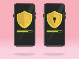 Smartphone Shield Keyhole Loading Screen Bar vector