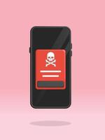 Smartphone Skull Virus Popup Message on Screen vector